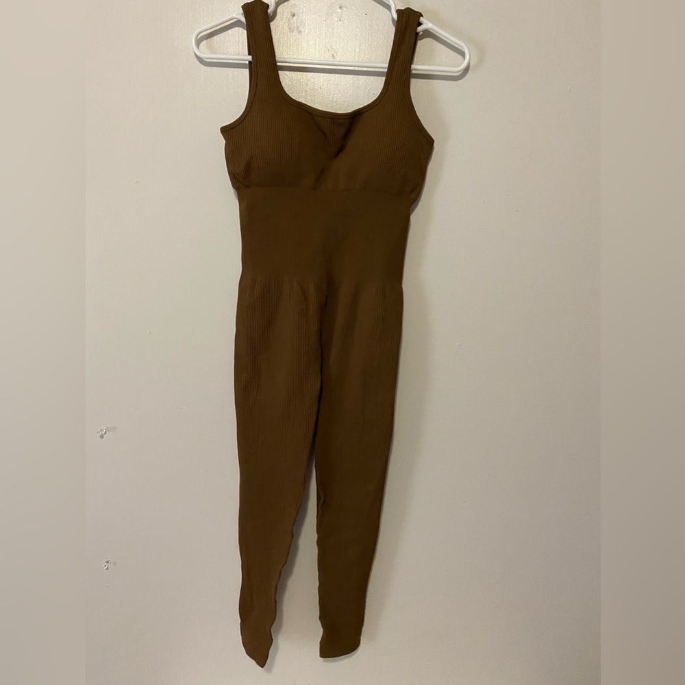 Amazon Boutique Women's Yoga Ribbed One Piece Brown Romper Sleeveless Jumpsuit …